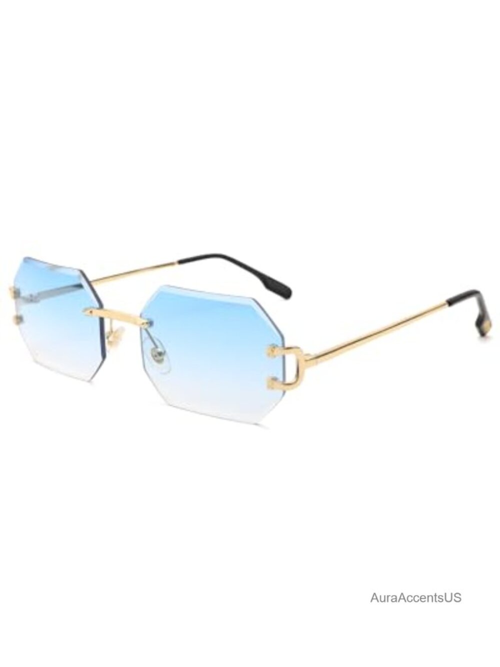 Rimless Rectangle Sunglasses UV400 Frameless Polygon Shades